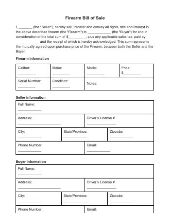 Firearm bill of Sale