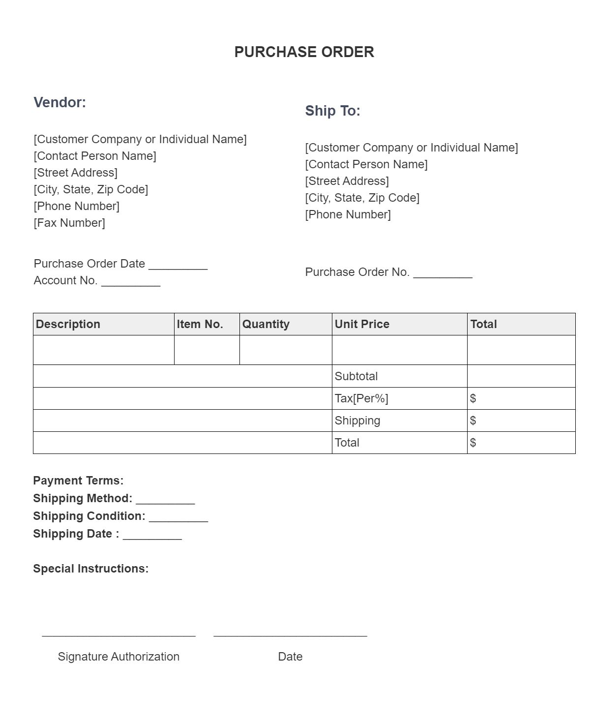 Purchase Order