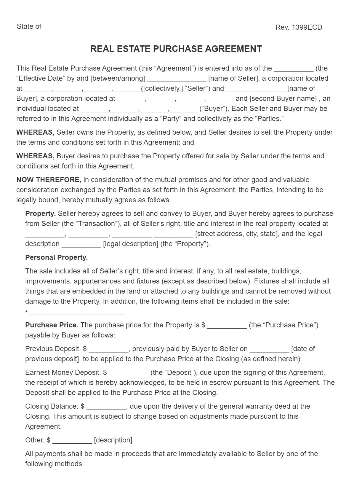 Real Estate Purchase Agreement